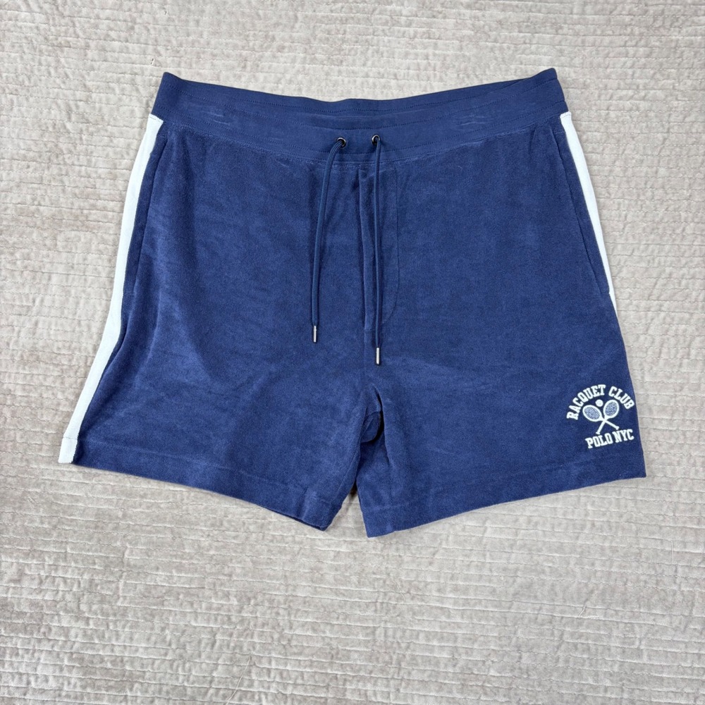 Polo Ralph Lauren Mens XL Terry Cloth Racquet Club Shorts Navy Blue NWT